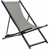BELIANI Skladacia plážová stolička sivá látkové sedadlo čierny rám ležadlo na terasu s nastaviteľným operadlom