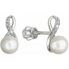 Zlaté 14 karátové náušnice biele zlato s riečnou perlou a zirkónmi 81PZ00028 nekonečno Zlaté 14 karátové náušnice biele zlato s riečnou perlou a zirkónmi 81PZ00028 nekonečno