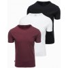 Ombre BASIC men's cotton t-shirt set with round neckline - black/white/maroon hnedá L Ombre 5907064569762 Ombre BASIC men's cotton t-shirt set with round neckline - black/white/maroon hnedá L Ombre 5907064569762