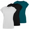 Build Your Brand Set 3 ks: Dámske tričko s ohrnutými rukávmi - Čierna / biela / teal | 5XL Build Your Brand Set 3 ks: Dámske tričko s ohrnutými rukávmi - Čierna / biela / teal | 5XL