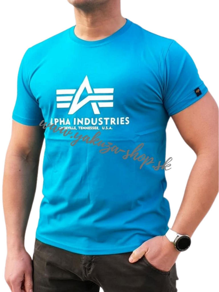 Alpha Industries Basic T-Shirt Blue lagoon tričko pánske modré
