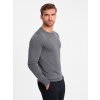 Ombre Classic BASIC men's viscose sweater with round neckline grey melange šedá
