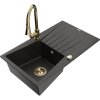 Mexen Cesar, 1-komorový granitový drez 775x470x190 mm a drezová batéria Elia, čierna-zlatá metalíza, 6514-75-670101-50 Mexen Cesar, 1-komorový granitový drez 775x470x190 mm a drezová batéria Elia, čierna-zlatá metalíza, 6514-75-670101-50