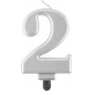 Godan Narodeninová sviečka 2 metalická strieborná 8 cm 1 ks Godan Narodeninová sviečka 2 metalická strieborná 8 cm 1 ks