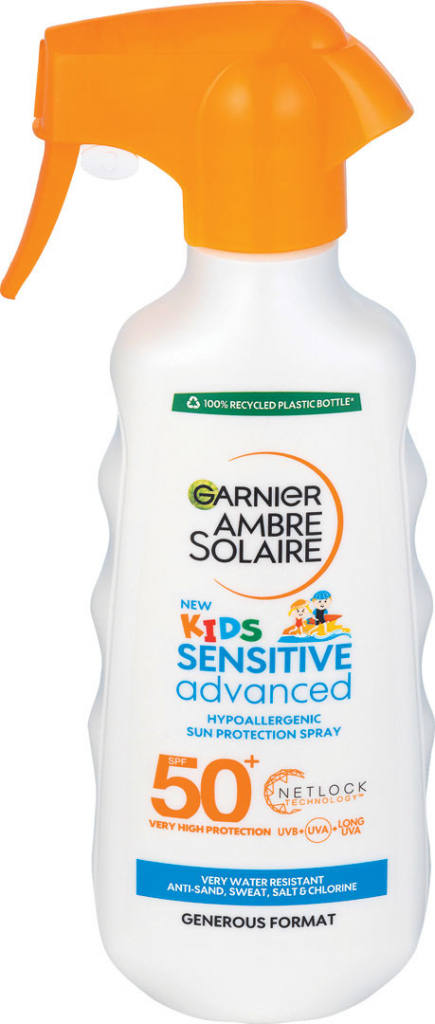 Garnier Ambre Solaire Kids Sensitive Advanced Spray SPF50+ vodeodolný opaľovací prípravok na telo 270 ml