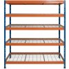 Majster Regál Kovové regály RIVET PRO 180x180x60 oceľová mriežka 5 úrovní modro-oranžová, Modrá/Oranžová Majster Regál Kovové regály RIVET PRO 180x180x60 oceľová mriežka 5 úrovní modro-oranžová, Modrá/Oranžová