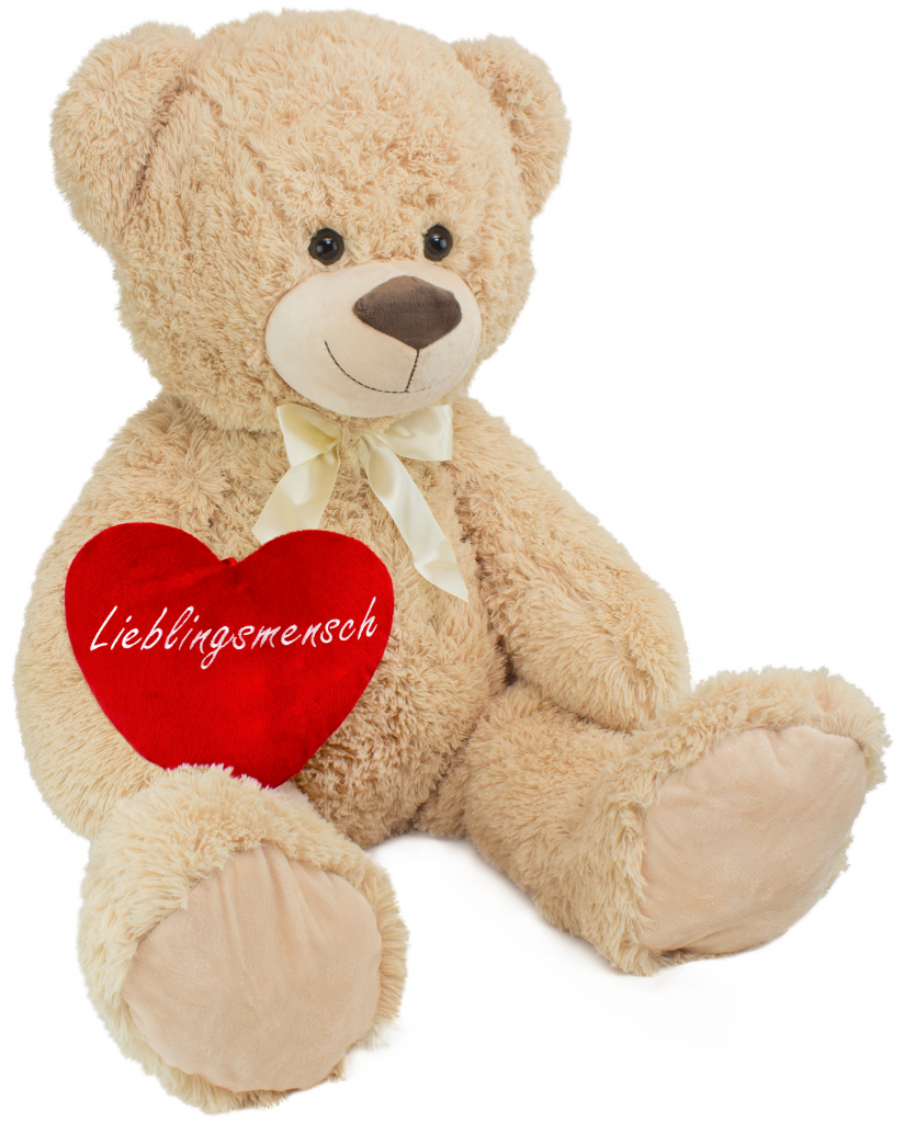 BRUBAKER XXL medveď veľký béžový s obľúbeným ľudským srdcom Cuddly Toy 100 cm
