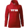 Yoga nápis - Mikina dámská Cape s kapucí - XS ( Červená ) Yoga nápis - Mikina dámská Cape s kapucí - XS ( Červená )
