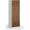Kovová šatníková skrinka S1 Z, 4 oddiely, 1850 x 600 x 500 mm, demont, mechanický kódový zámok, laminované dvere, orech Kovová šatníková skrinka S1 Z, 4 oddiely, 1850 x 600 x 500 mm, demont, mechanický kódový zámok, laminované dvere, orech