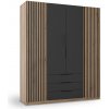 Wilsondo Šatníková skriňa Kaja 2LAM 2F 3S 200x239x62 - dub/čierna Wilsondo Šatníková skriňa Kaja 2LAM 2F 3S 200x239x62 - dub/čierna