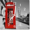 Sklenené hodiny štvorcové Telefónne schránka 30x30 cm Sklenené hodiny štvorcové Telefónne schránka 30x30 cm