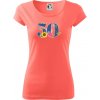 Kvetinové číslo kreslené - 50 - Dámske tričko Pure - XL ( Korálová ) Kvetinové číslo kreslené - 50 - Dámske tričko Pure - XL ( Korálová )