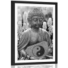 Plagát s papsartou jin a jang Budha v čiernobielom prevedení Plagát s papsartou jin a jang Budha v čiernobielom prevedení
