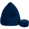 TopKing sedací vak XXXXL + podnožka XL velúr tmavomodrý