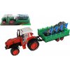 Teddies Traktor s vlekom s pluhom plast 53cm na zotrvačník 2 farby Teddies Traktor s vlekom s pluhom plast 53cm na zotrvačník 2 farby