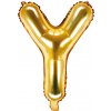 PartyDeco Fóliový balón Mini Písmeno Y 35cm zlatý