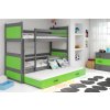 Interbeds Poschodová posteľ Rico 3 trojmiestna grafit 200cm x 90cm zelená Interbeds Poschodová posteľ Rico 3 trojmiestna grafit 200cm x 90cm zelená