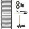 CERANO - Kúpeľňový radiátorový set Stefano - kombinované vykurovanie, termo tyč - bočné jednobodové pripojenie - 773W - čierna matná - 1460x650 mm CERANO - Kúpeľňový radiátorový set Stefano - kombinované vykurovanie, termo tyč - bočné jednobodové pripojenie - 773W - čierna matná - 1460x650 mm