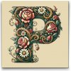 Vymalujsisam.sk Maľovanie podľa čísiel - Písmeno P - Kvetinový vzor Veľkosť: 50x50cm, Rám: Na plastovej doske Vymalujsisam.sk Maľovanie podľa čísiel - Písmeno P - Kvetinový vzor Veľkosť: 50x50cm, Rám: Na plastovej doske