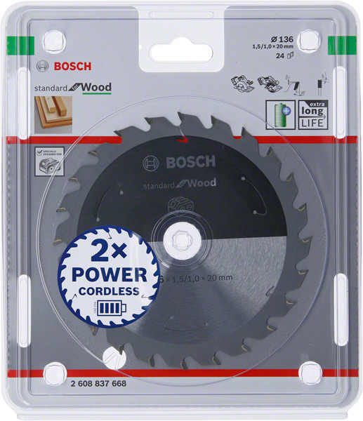 Bosch Kotoučové pily pro řezání standardní for Wood Accessories 2608837668 Průměr: 136 mm Počet zubů (na palec): 24