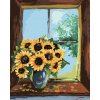ZUTY Maľovanie podľa čísel SLNEČNICE VO VÁZE PRI OKNE Rámovanie vypnuté plátno na rám Rozmer 80 x 100 cm