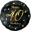Fóliový balón Happy Birthday 40 čierno-zlatý 45cm Fóliový balón Happy Birthday 40 čierno-zlatý 45cm