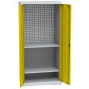 Univerzálna dielenská skriňa s DVB perforáciou, 2 police, žltá Univerzálna dielenská skriňa s DVB perforáciou, 2 police, žltá