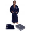 Soft Cotton Luxusný pánsky župan MARINE MAN s uterákom a s osuškou v darčekovom balení Tmavo modrá XL + uterák + osušky + box