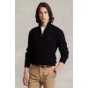 Vlnený sveter Polo Ralph Lauren pánsky, čierna farba, s polorolákom Vlnený sveter Polo Ralph Lauren pánsky, čierna farba, s polorolákom