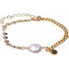 Nefertitis Náramok Keshi perla pozlátená nerezová oceľ s hviezdičkami 24 cm NF25946 - obvod cca 19 až 24 cm Nefertitis Náramok Keshi perla pozlátená nerezová oceľ s hviezdičkami 24 cm NF25946 - obvod cca 19 až 24 cm