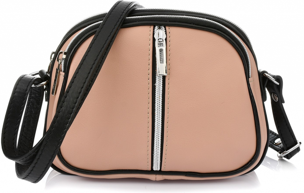 Vera Pelle K53 dámska kožená crossbody kabelka púdrová