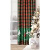 Károvaný zamatový vianočný záves a vianočnými stromčekmi so zvesením na kruhy červená Šírka 140 cm | Dĺžka 250 cm Károvaný zamatový vianočný záves a vianočnými stromčekmi so zvesením na kruhy červená Šírka 140 cm | Dĺžka 250 cm