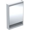 Geberit ONE - Zrkadlová skrinka s LED osvetlením, 600x900x150 mm, pánty vľavo, s nikou, hliník 505.830.00.1