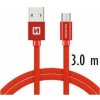 SWISSTEN Dátový kábel TEXTILE USB / microUSB 3 m ČERVENÝ 71527301 SWISSTEN Dátový kábel TEXTILE USB / microUSB 3 m ČERVENÝ 71527301