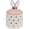 Clayre & Eef Ružovobiela keramická dóza s vekom Rabbit Heart s uškami - Ø 9x14 cm - Clayre & Eef Clayre & Eef Ružovobiela keramická dóza s vekom Rabbit Heart s uškami - Ø 9x14 cm - Clayre & Eef