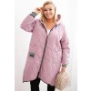 Kesi Dámska bunda Plus Size s kapucňou a športovými manžetami tmavá ružová