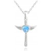 MINET JMAN0386AN45 - Strieborný náhrdelník anjelský krížik s modrým opálovým srdiečkom MINET JMAN0386AN45 - Strieborný náhrdelník anjelský krížik s modrým opálovým srdiečkom