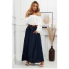 Fashionweek Dlhá maxi letná sukňa zo vzdušného materiálu s vreckami + opasok ELIS Farba: námornícka modrá, Veľkosť: Universal Fashionweek Dlhá maxi letná sukňa zo vzdušného materiálu s vreckami + opasok ELIS Farba: námornícka modrá, Veľkosť: Universal