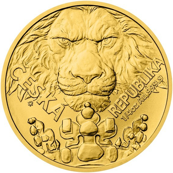 Česká mincovna zlatá minca Český lev 2023 stand 1/4 oz