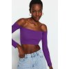 Trendyol Fialová Priliehavá Super Krátka Carmen Golier Rebrovaný Pružný Pletený Top fialová L Trendyol 8683048989807 Trendyol Fialová Priliehavá Super Krátka Carmen Golier Rebrovaný Pružný Pletený Top fialová L Trendyol 8683048989807