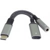 PremiumCord Redukce USB-C /3,5mm jack s DAC chipem + USB-C pro nabíjení 13cm 8592220022891 PremiumCord Redukce USB-C /3,5mm jack s DAC chipem + USB-C pro nabíjení 13cm 8592220022891