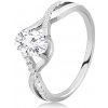 Šperky eshop - Zásnubný prsteň z 925 striebra - oválny číry zirkón, prepletené zvlnené ramená X20.02 - Veľkosť: 63 mm Šperky eshop - Zásnubný prsteň z 925 striebra - oválny číry zirkón, prepletené zvlnené ramená X20.02 - Veľkosť: 63 mm