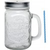MagicHome Pohár so slamkou s viečkom sklo 480 ml