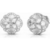 Guess Oceľové kôstkové náušnice so zirkónmi Wild Flower JUBE05504JWRHT/U