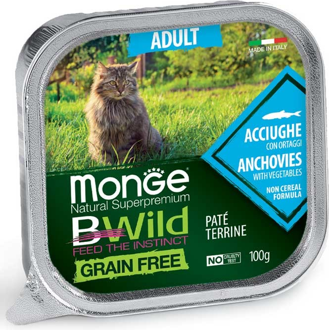 MONGE BWILD CAT Grain Free ADULT Ančovičky 100 g