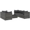 VidaXL 6-dielna záhradná sedacia súprava s vankúšmi, sivá, PE ratan VidaXL 6-dielna záhradná sedacia súprava s vankúšmi, sivá, PE ratan