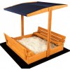SAND TROPIC Drevené pieskovisko s lavičkami a strieškou 120x120cm (impregnované) modré SAND TROPIC Drevené pieskovisko s lavičkami a strieškou 120x120cm (impregnované) modré