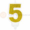 Sviečka číslo 5 - zlatá | PARTYDECO, SCU3-5-019B Sviečka číslo 5 - zlatá | PARTYDECO, SCU3-5-019B