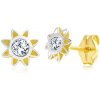 Šperky eshop - Náušnice v 14K zlate - dvojfarebný kvet so špicatými lupeňmi a zirkónom GG21.32 Šperky eshop - Náušnice v 14K zlate - dvojfarebný kvet so špicatými lupeňmi a zirkónom GG21.32