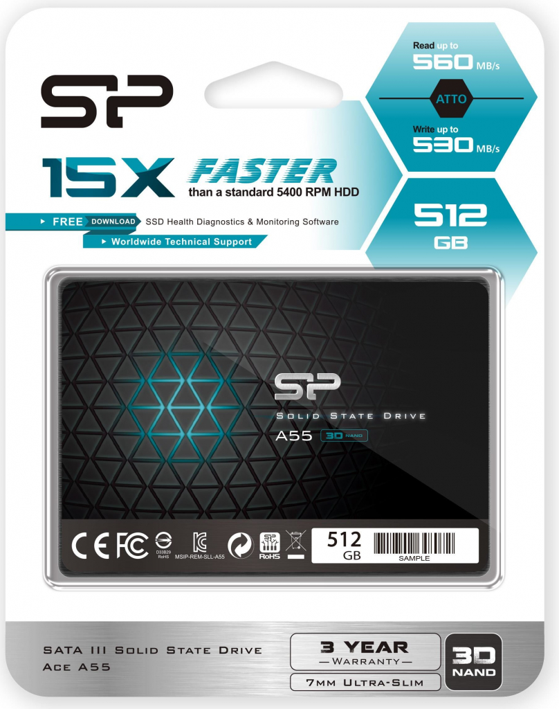 Silicon Power A55 512GB, 2.5\'\', SATA III, SP512GBSS3A55S25